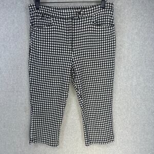 Anthropologie Womens Pants Black White Gingham Crop Capris Size 8 Stretch